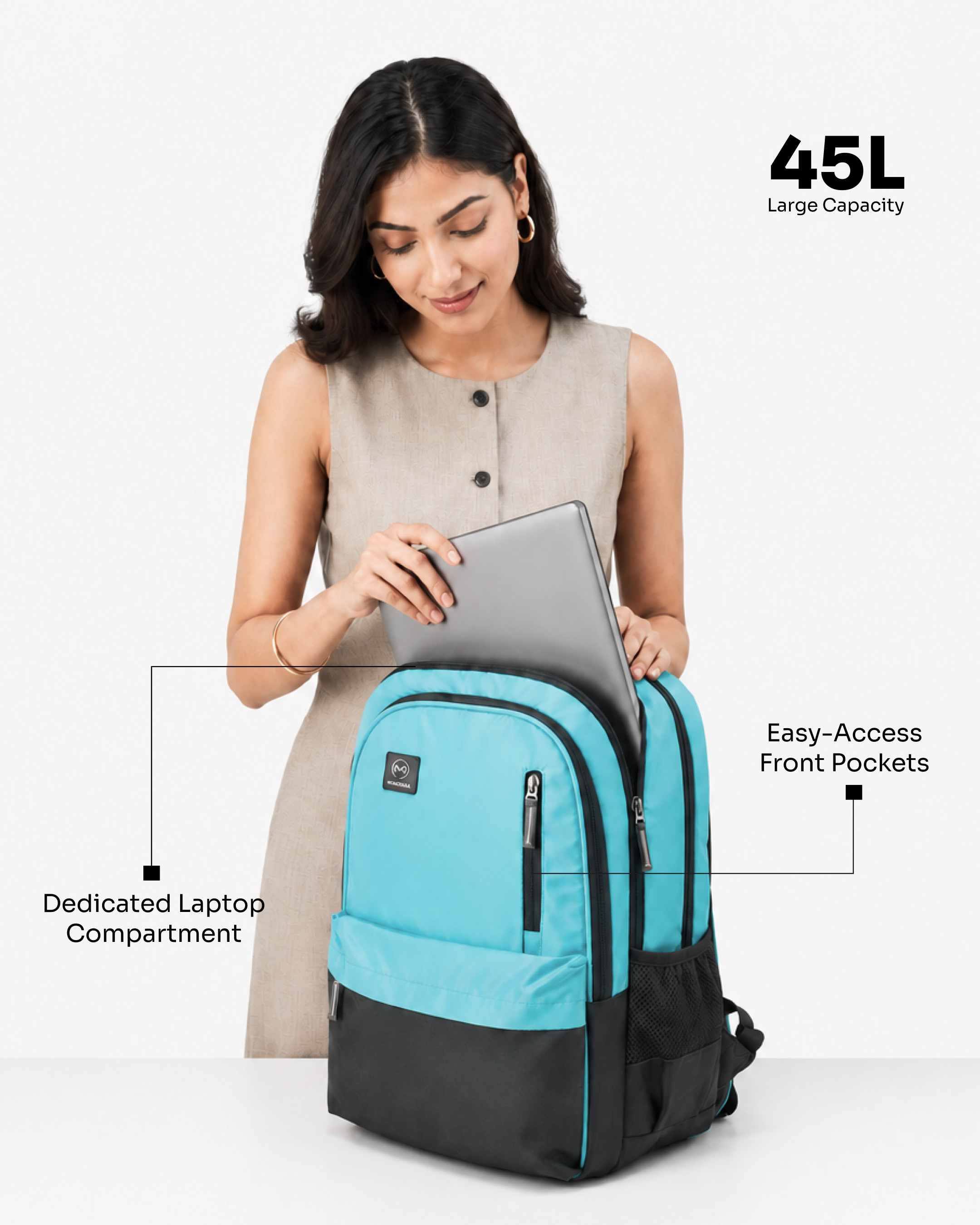 MINDESA BRIGHT | Laptop Backpack for Women | 45 Litre I Teal