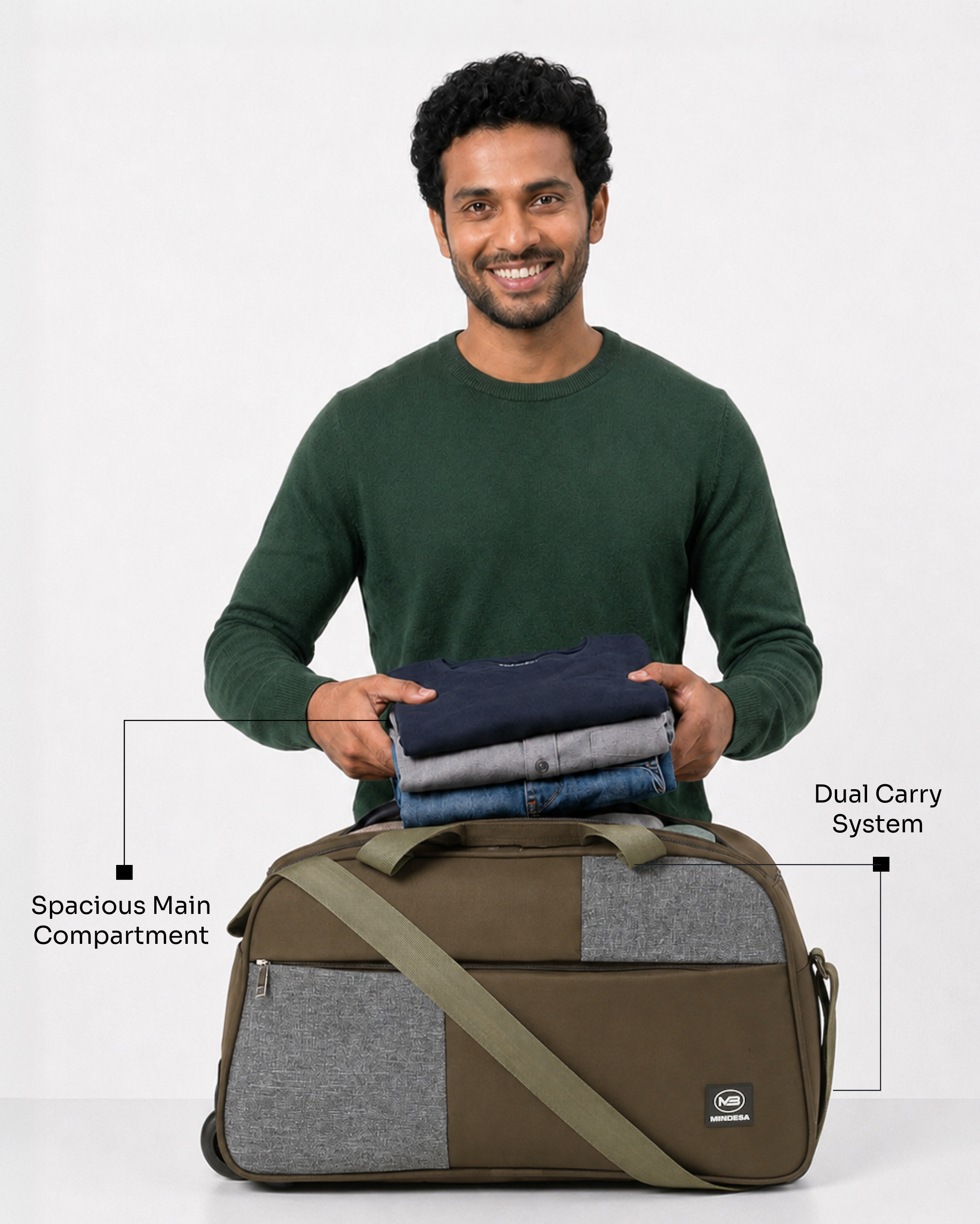 MINDESA CURVE DUFFLE WHEELER | Travel Bag | 20-inches | Cabin Size