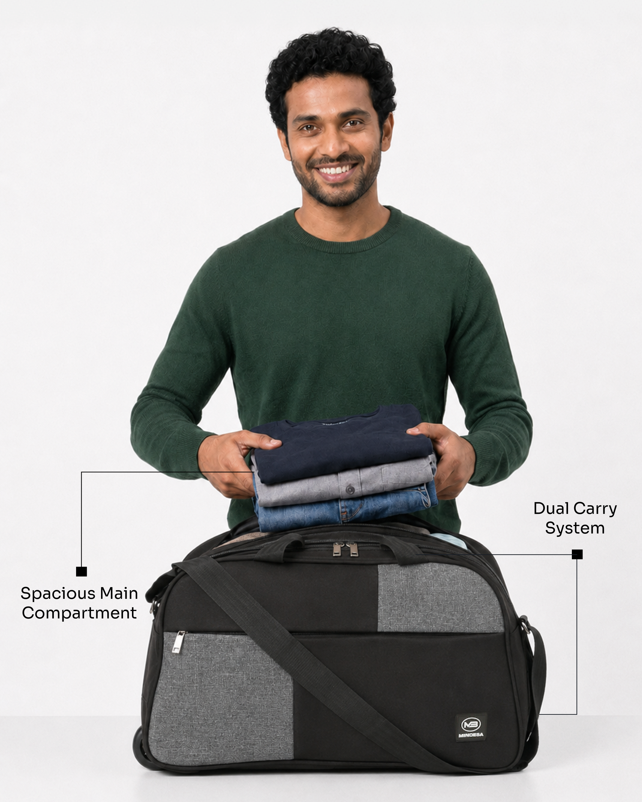 MINDESA CURVE DUFFLE WHEELER | Travel Bag | 20-inches | Cabin Size