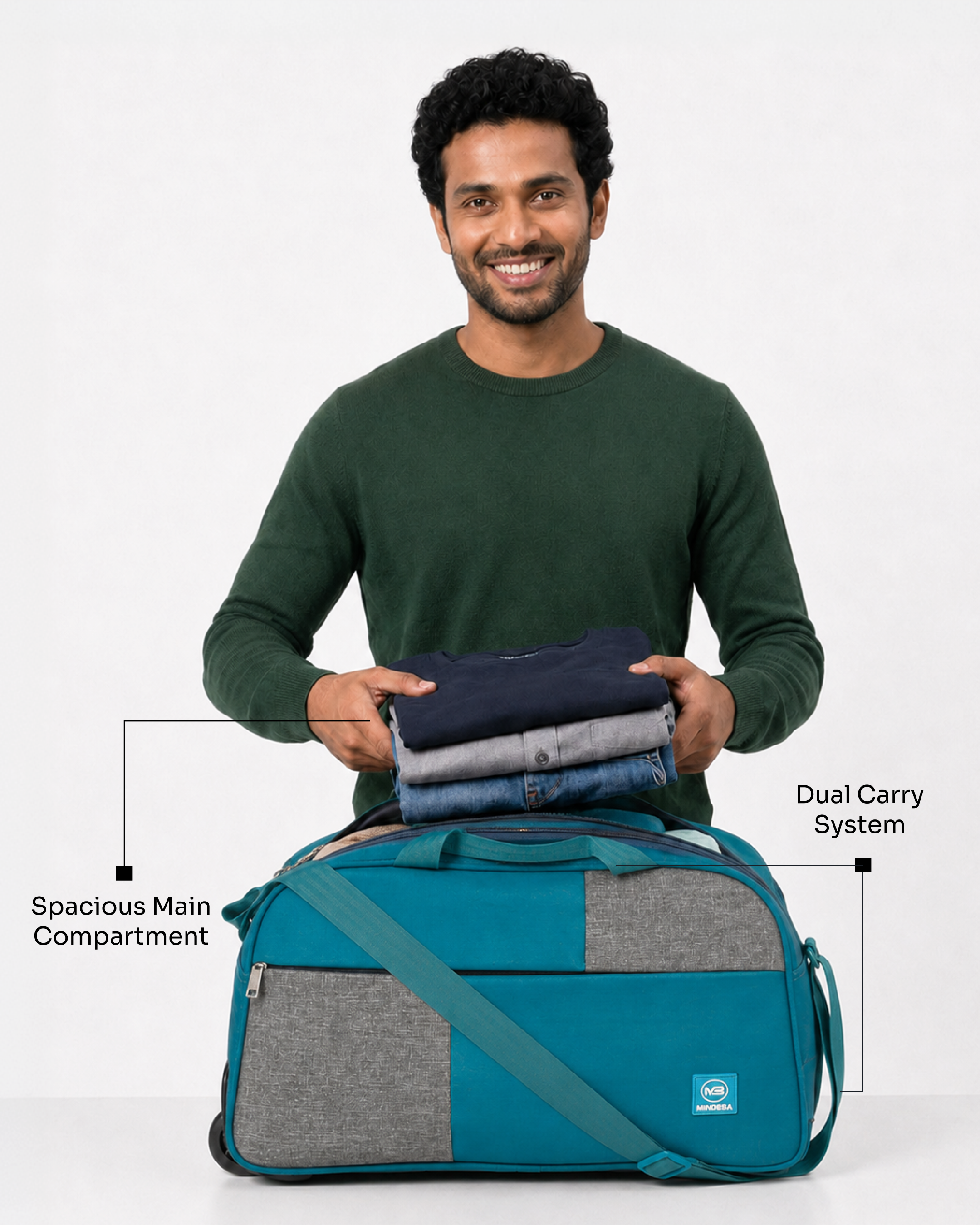 MINDESA CURVE DUFFLE WHEELER | Travel Bag | 20-inches | Cabin Size