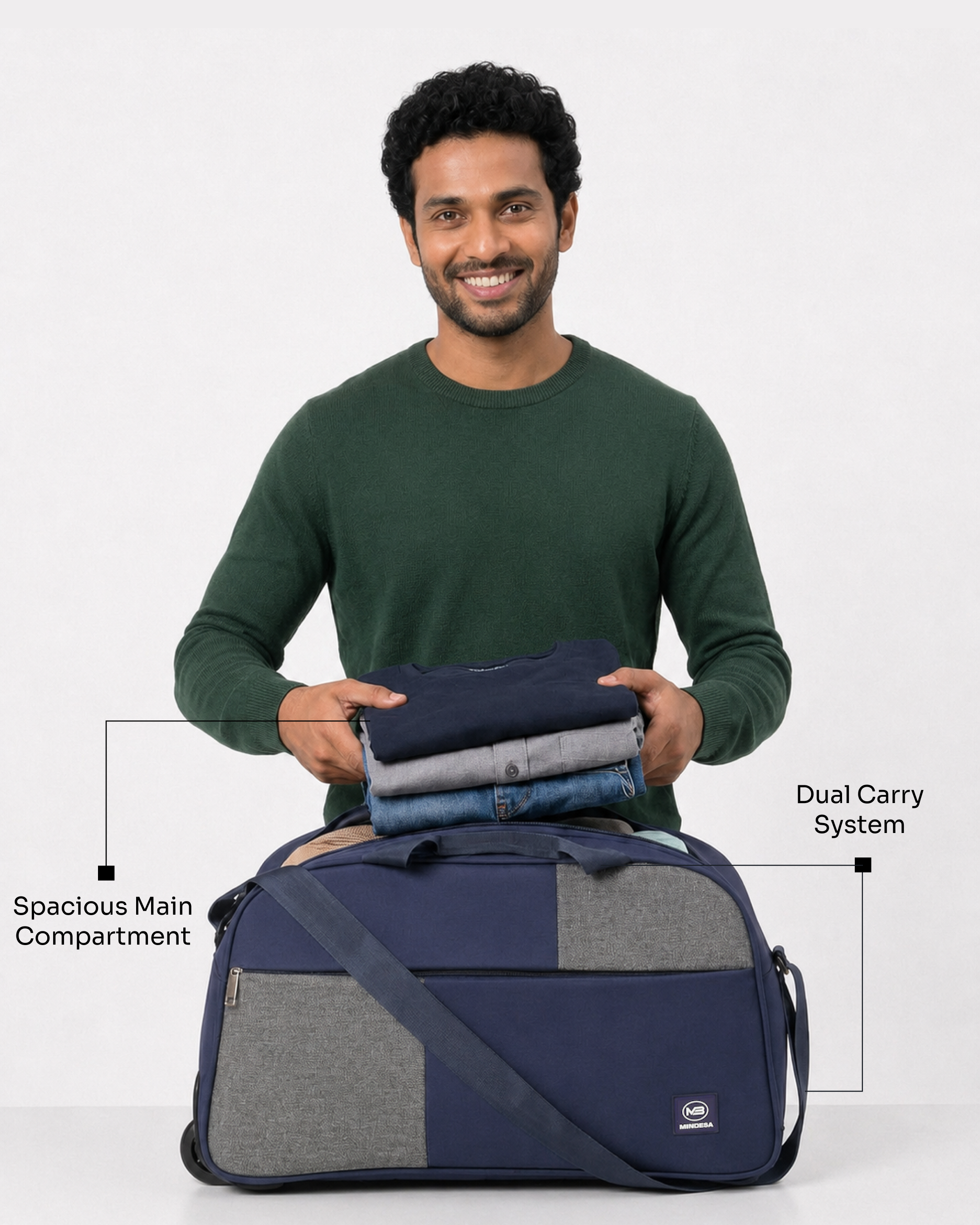MINDESA CURVE DUFFLE WHEELER | Travel Bag | 20-inches | Cabin Size