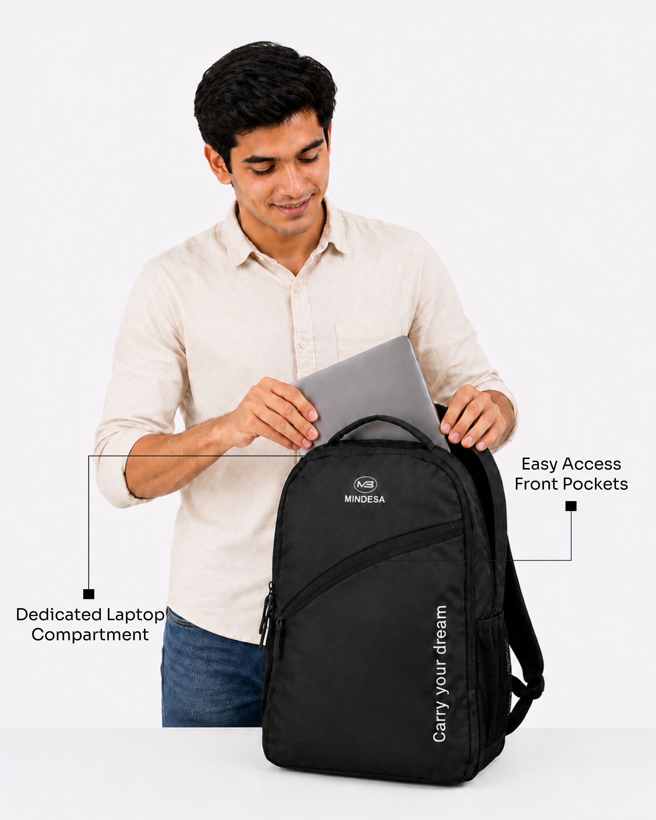MINDESA SMART SOLID | Fits 16 inch Laptop | Unisex | Water Resistant