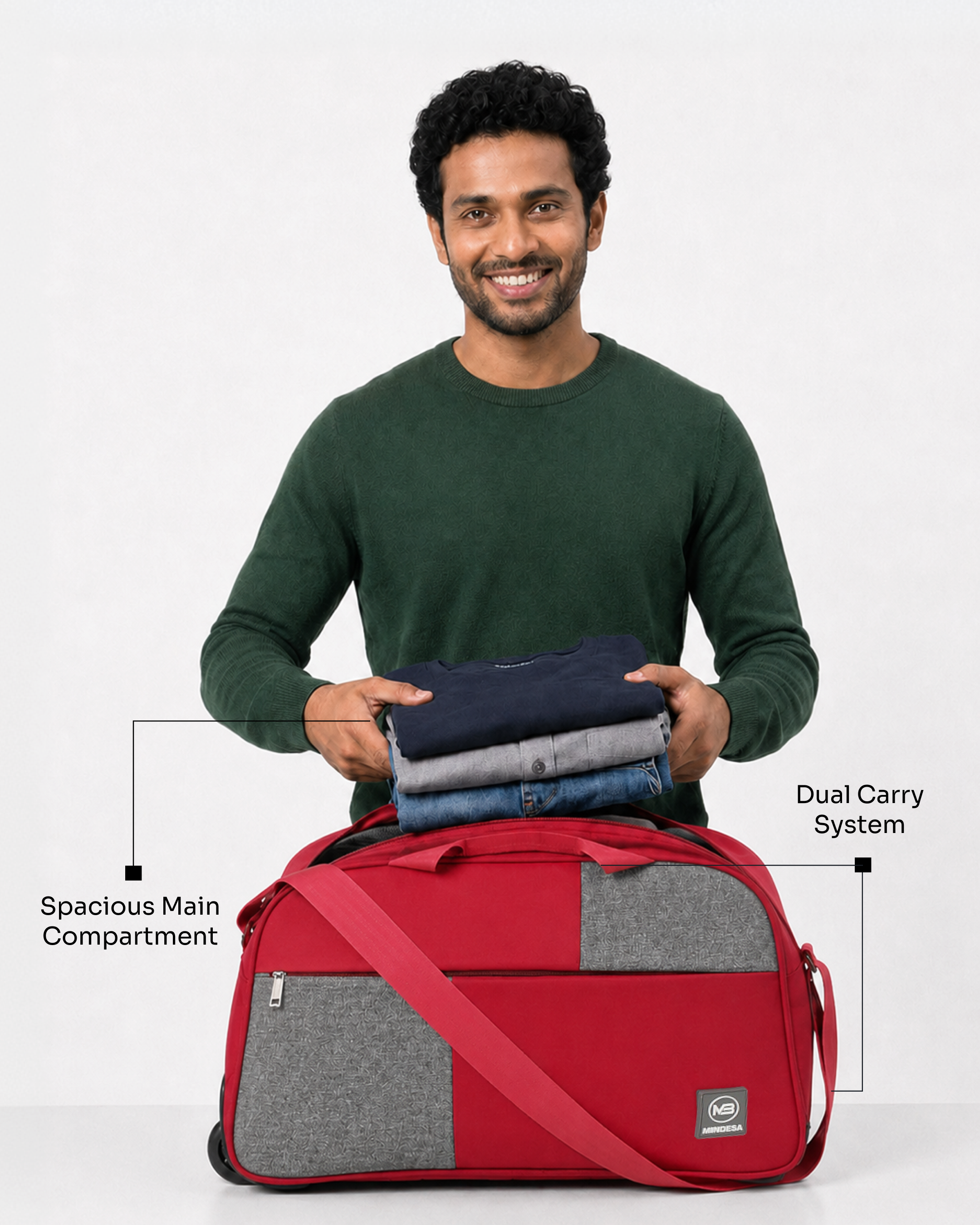 MINDESA CURVE DUFFLE WHEELER | Travel Bag | 20-inches | Cabin Size