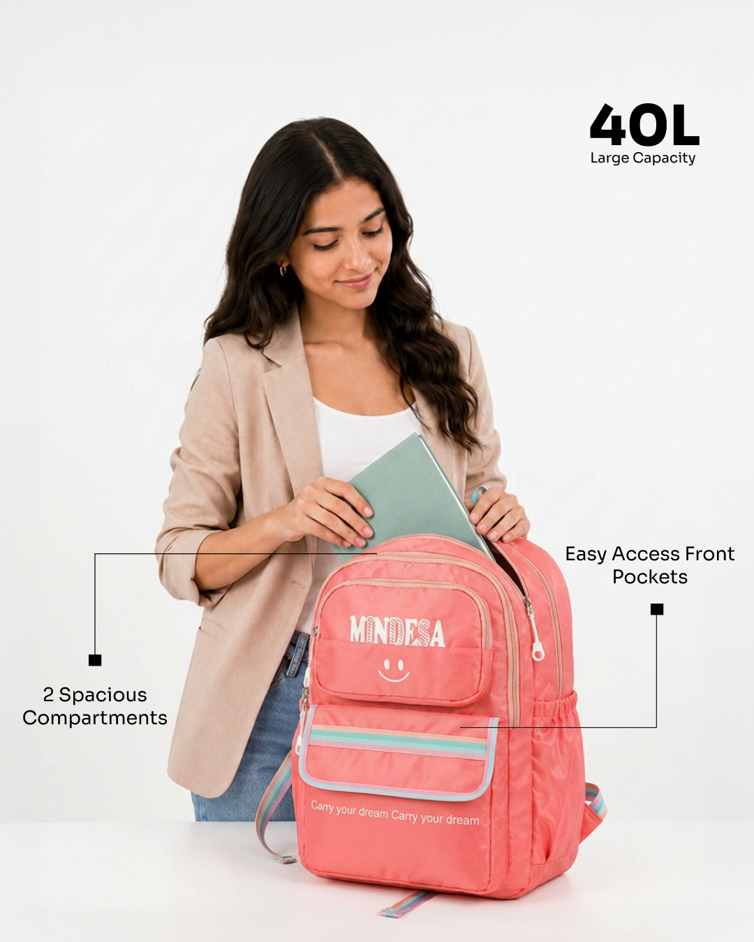 MINDESA SMILE | 40 Litre | Girls & Women | Water Resistant