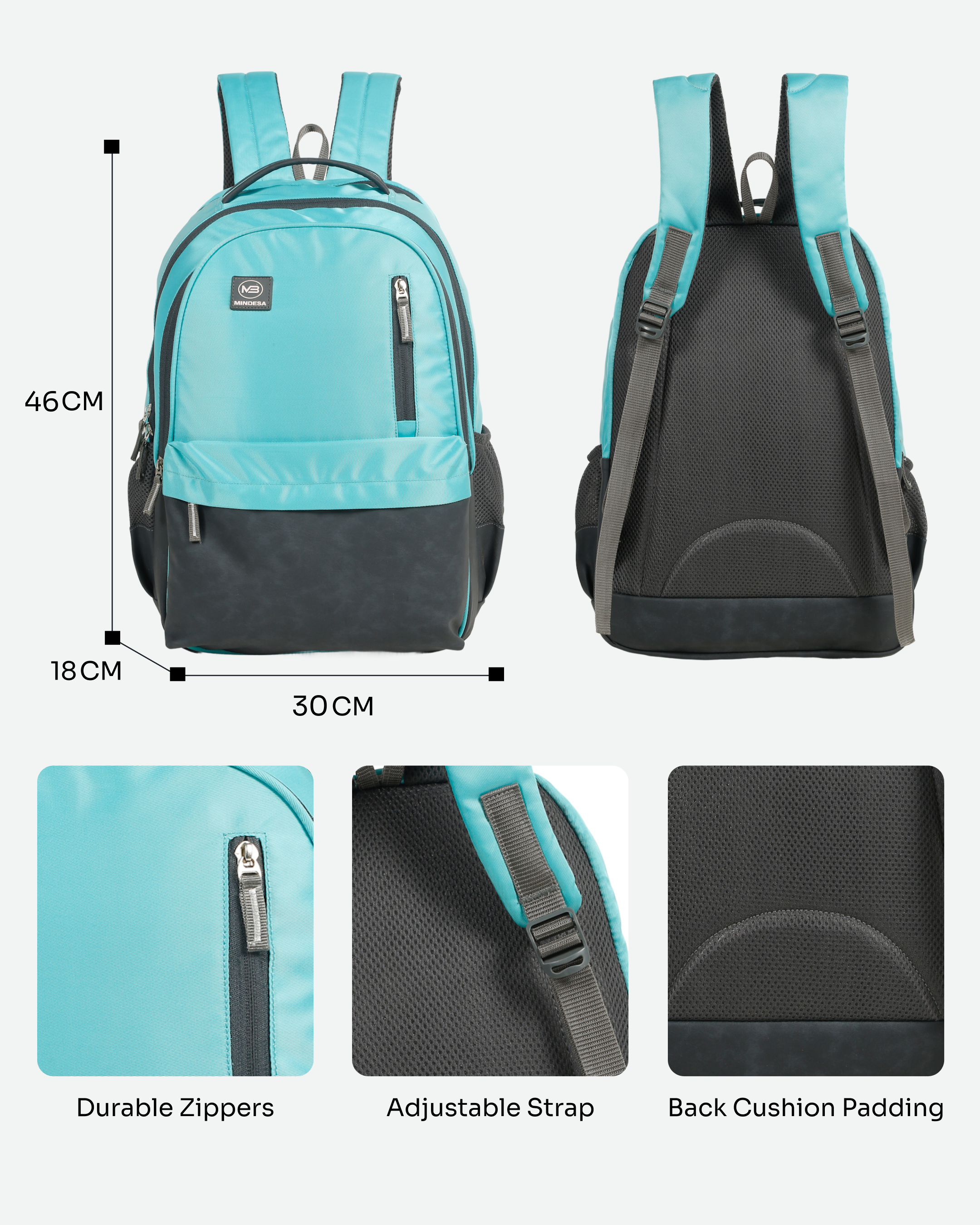 MINDESA BRIGHT | Laptop Backpack for Women | 45 Litre I Teal