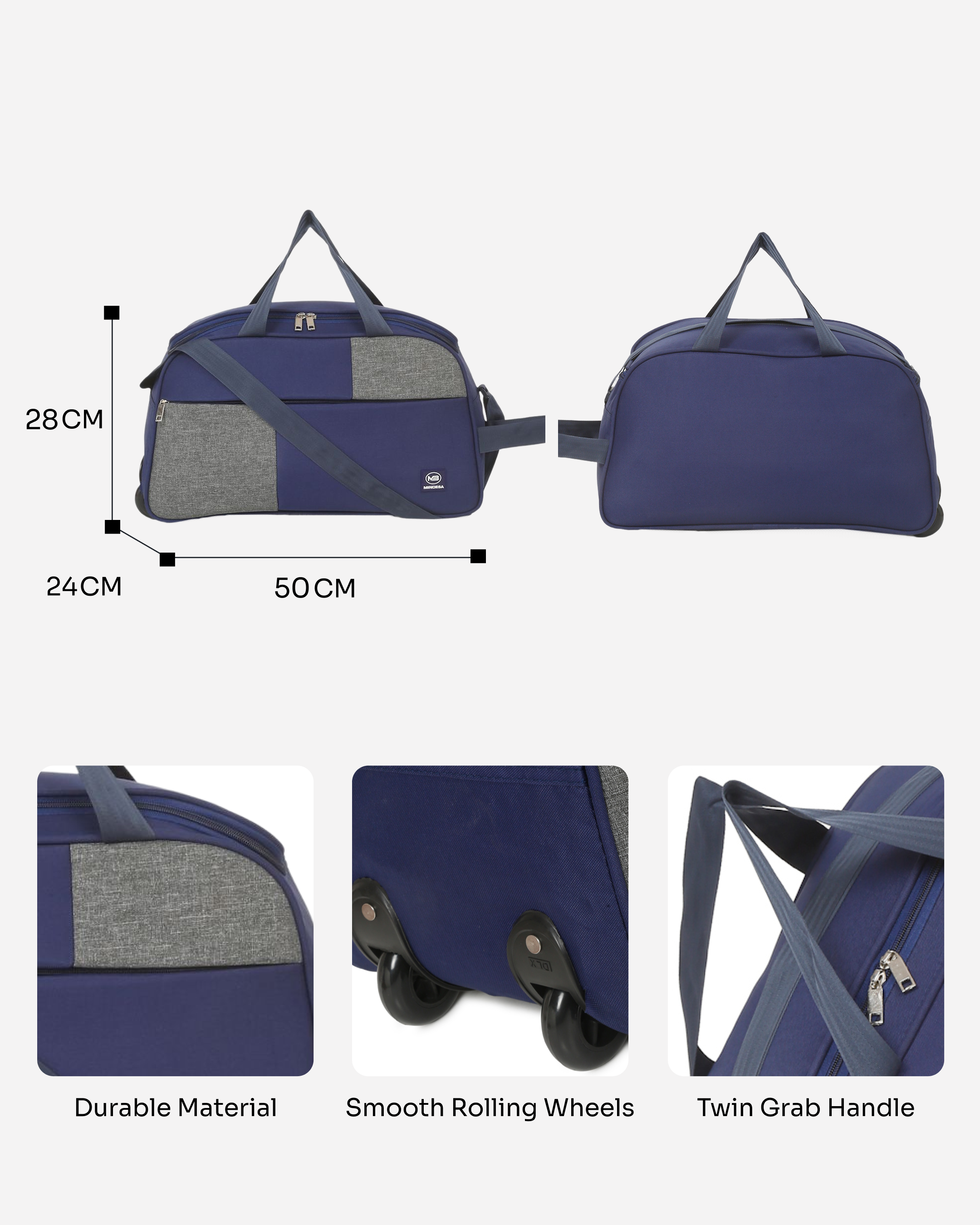 MINDESA CURVE DUFFLE WHEELER | Travel Bag | 20-inches | Cabin Size