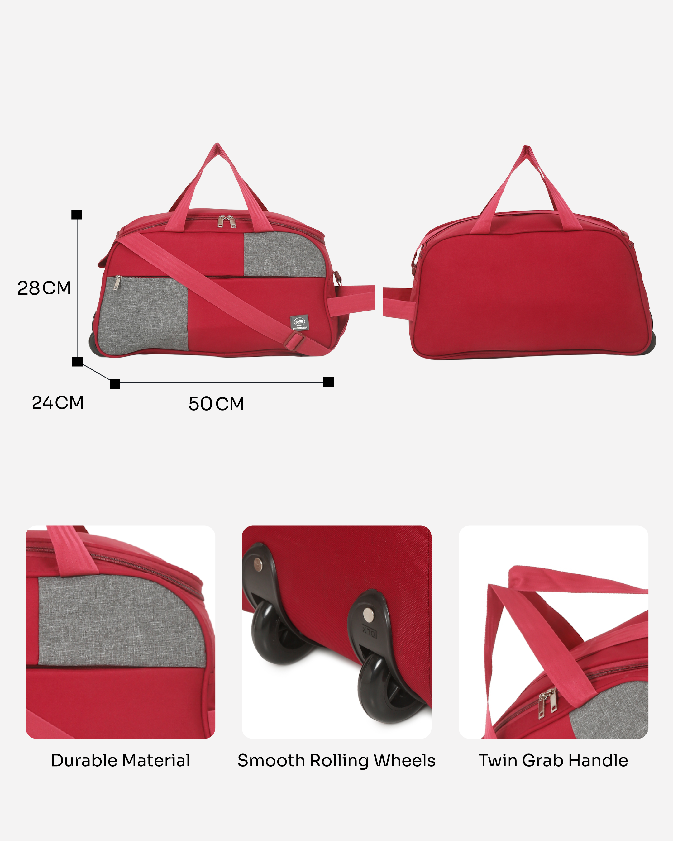 MINDESA CURVE DUFFLE WHEELER | Travel Bag | 20-inches | Cabin Size